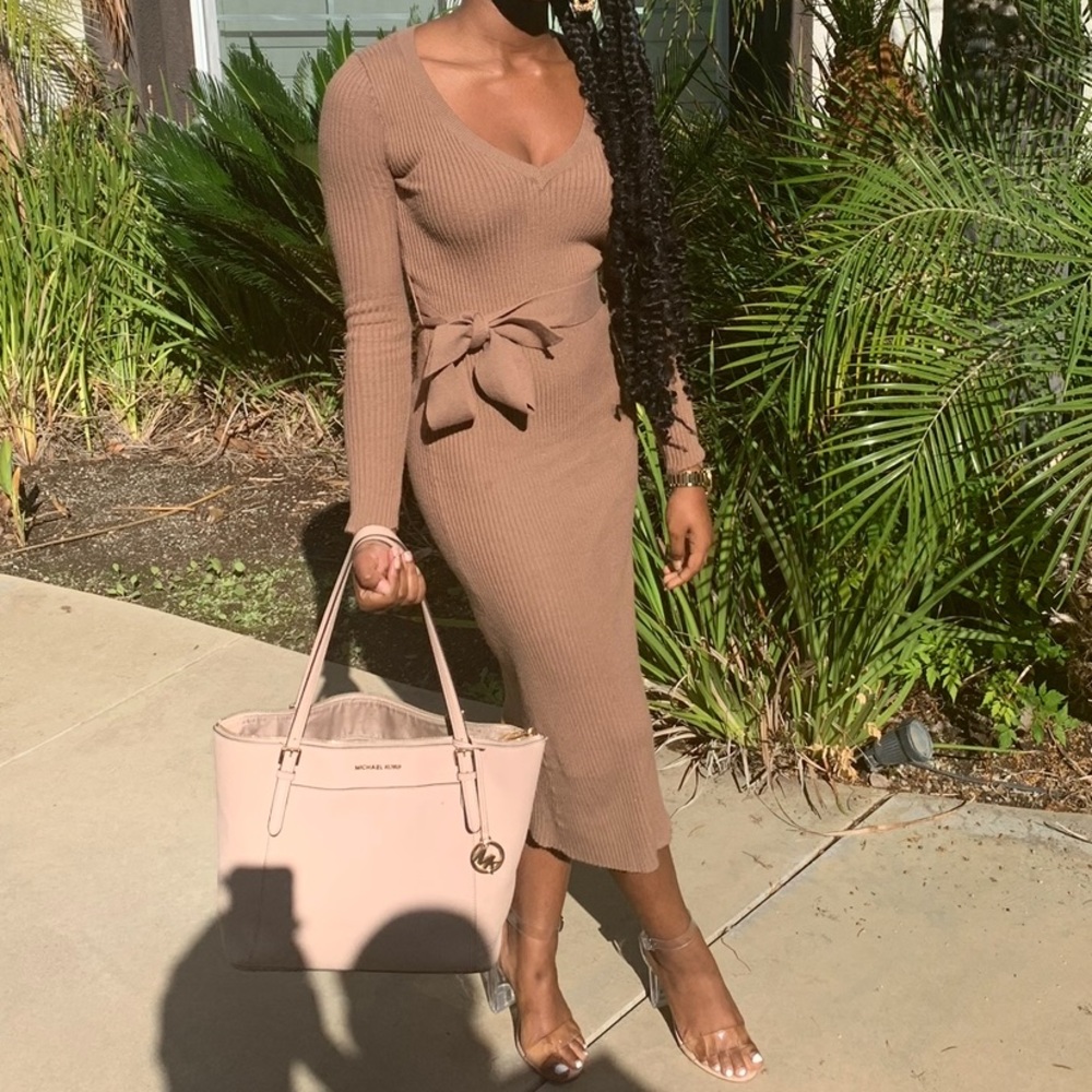 Brown sweater dress